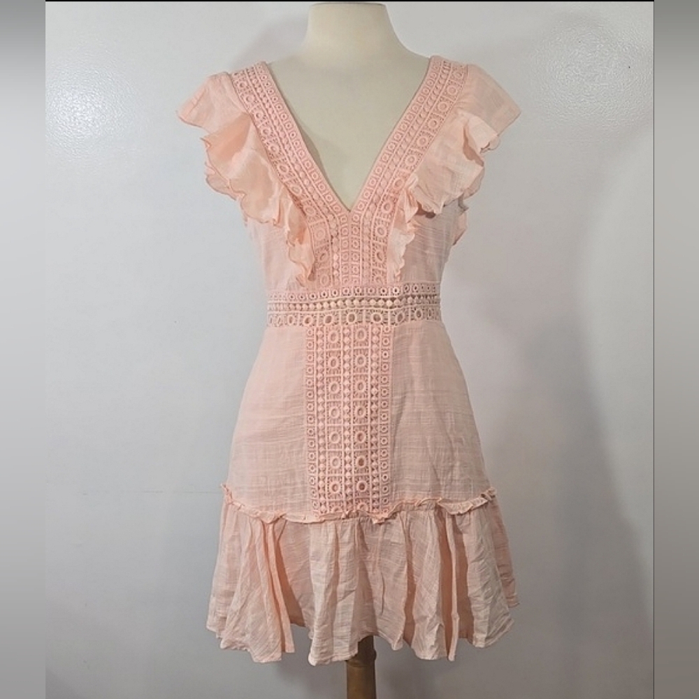 Jun & Ivy Francesca's Romantic Ruffle Light Pink Mini Dress Medium
